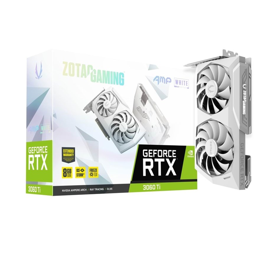 Grafikkort - ZOTAC GeForce RTX 3060 Ti AMP White - 8GB GDDR6 RAM - Grafikkort - ZT-A30610F-10PLHR