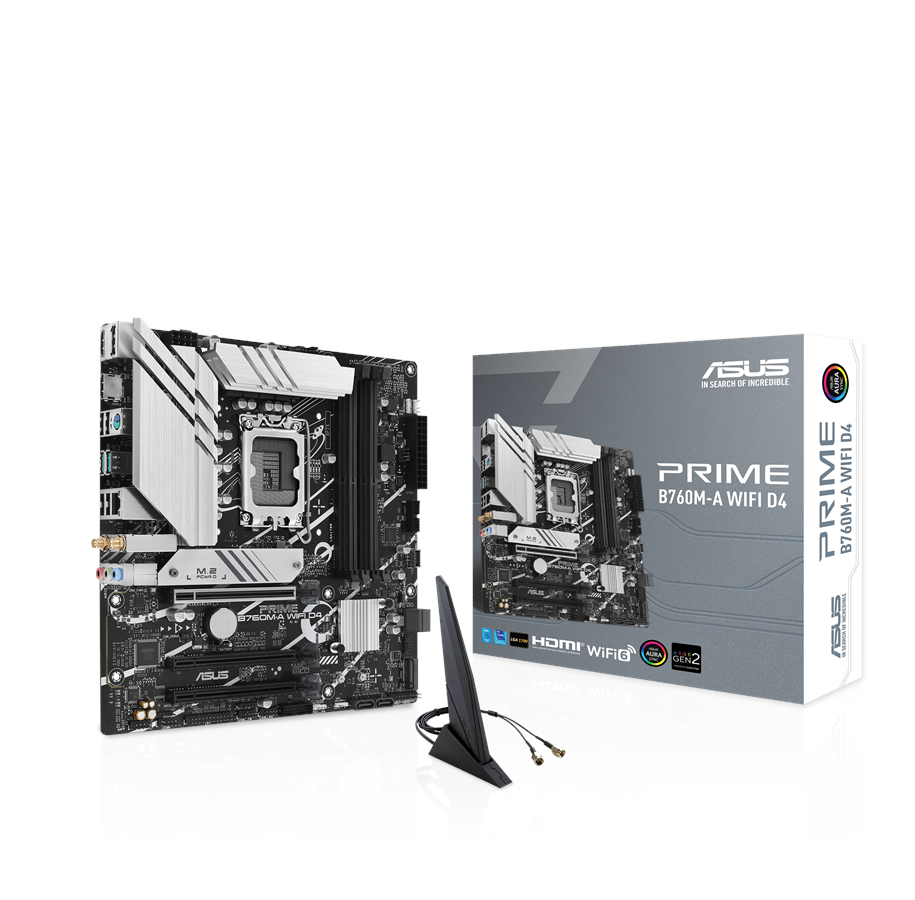 Bundkort - ASUS PRIME B760M-A WIFI D4 Bundkort - Intel B760 - Intel LGA1700 - DDR4 RAM - Micro-ATX - 90MB1CX0-M0EAY0