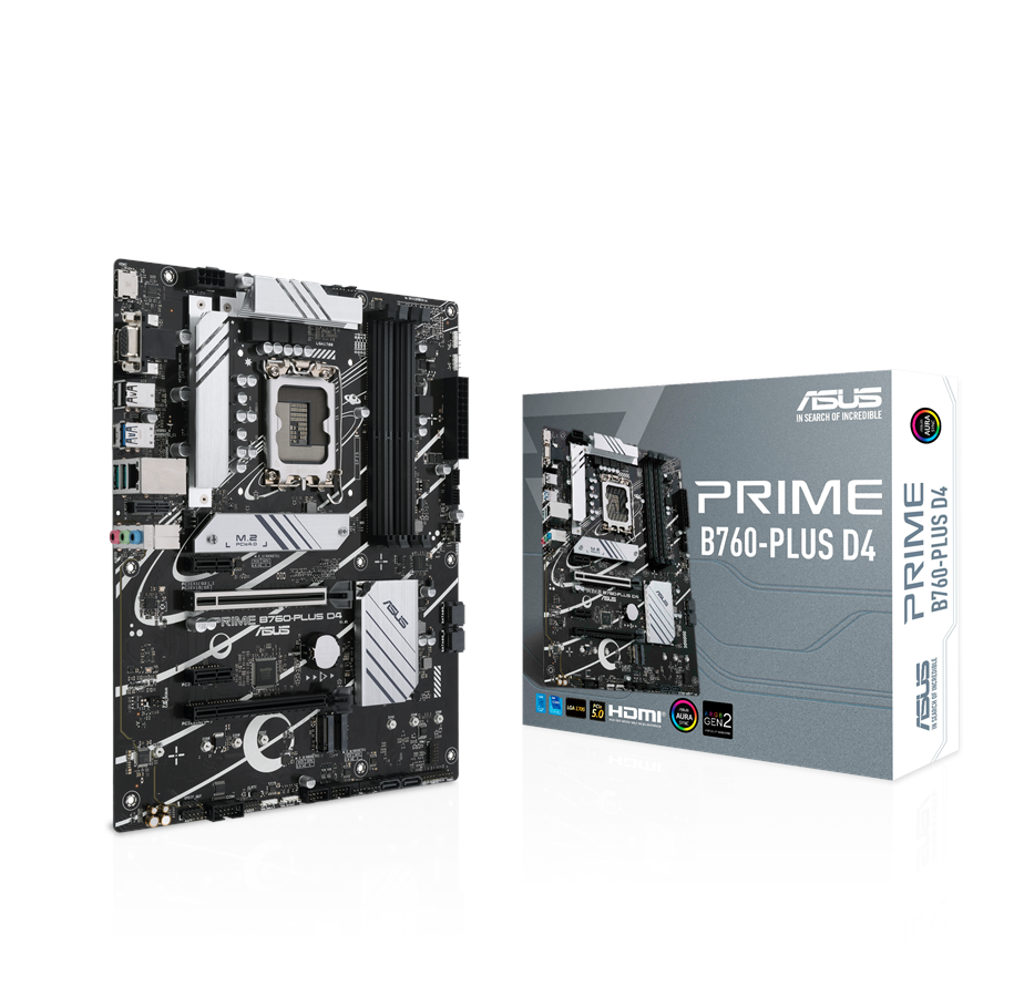 Bundkort - ASUS PRIME B760-PLUS D4 Bundkort - Intel B760 - Intel LGA1700 - DDR4 RAM - ATX - 90MB1CW0-M0EAY0
