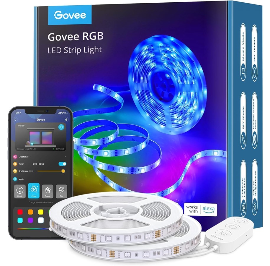 Smart Home - Govee RGB Smart Wi-Fi + Bluetooth LED Strip Lights(10m) [Energy Class A] - H61103A1