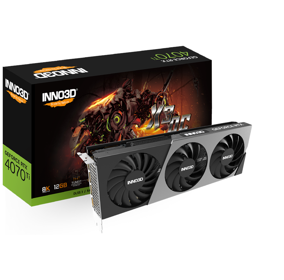 Grafikkort - Inno3D GeForce RTX 4070 Ti X3 - 12GB GDDR6X RAM - Grafikkort *DEMO* - N407T3-126X-186148N