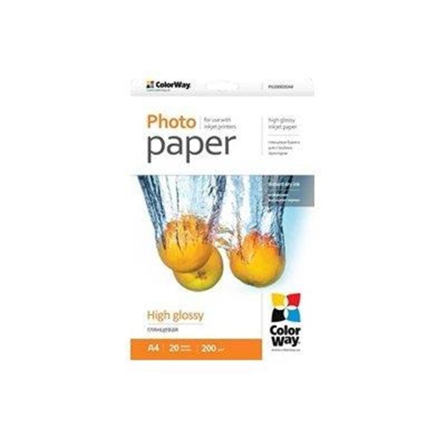 Papir, Fotopapir og Etiketter - ColorWay - photo paper - high-glossy - 20 sheet(s) - A4 - 200 g/m² - PG200020A4