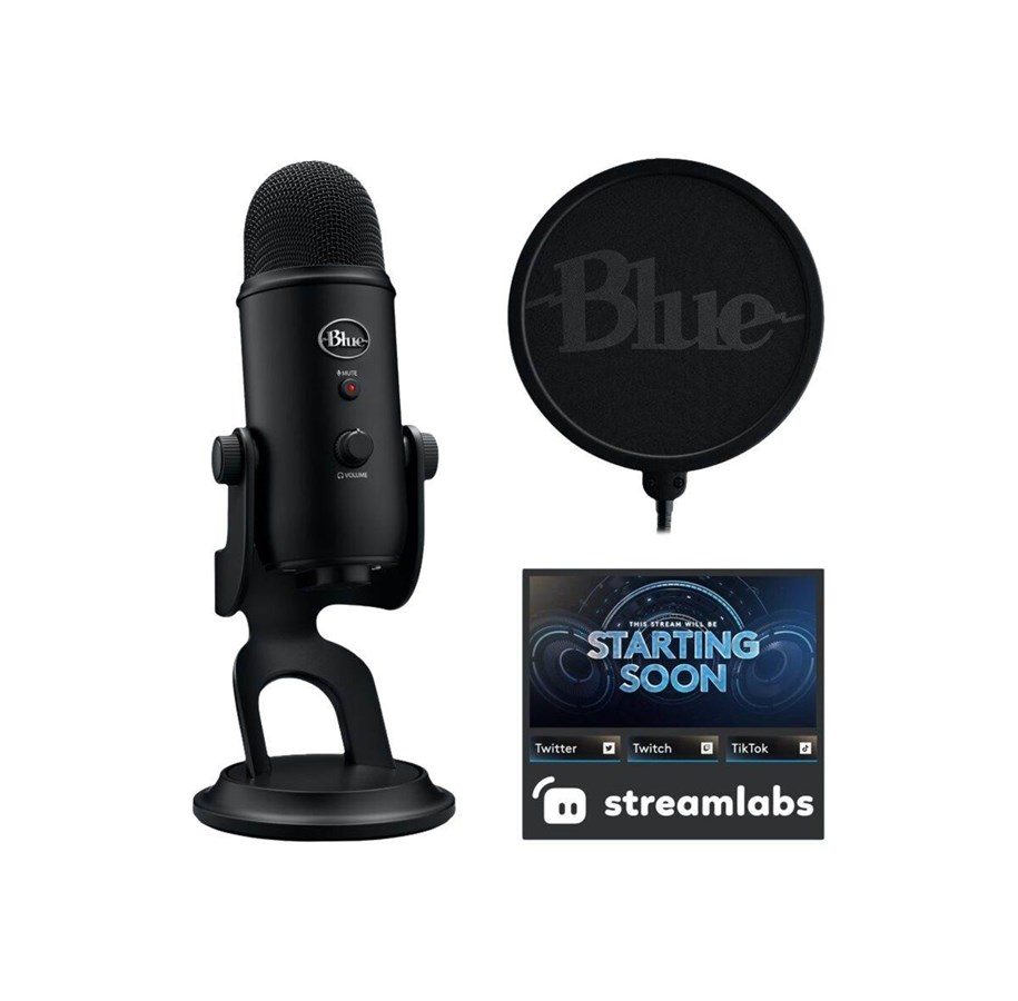 Mikrofon - Logitech Blue Microphones Yeti - Game Streaming Kit - microphone - with Streamlabs Themes and Pop Filter - 988-000528
