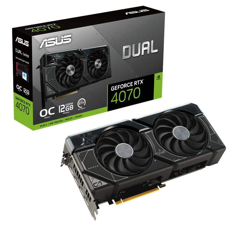 Grafikkort - ASUS GeForce RTX 4070 DUAL OC - 12GB GDDR6X RAM - Grafikkort - 90YV0IZ2-M0NA00