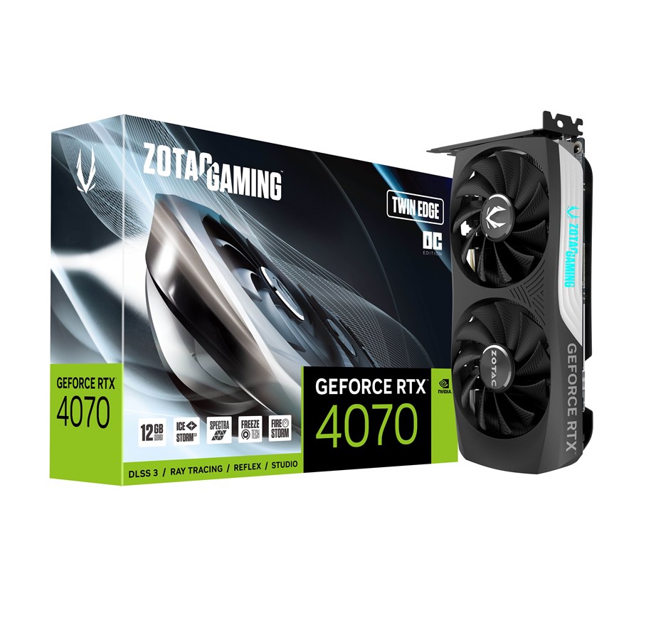 Grafikkort - ZOTAC GeForce RTX 4070 Twin Edge OC - 12GB GDDR6X RAM - Grafikkort - ZT-D40700H-10M