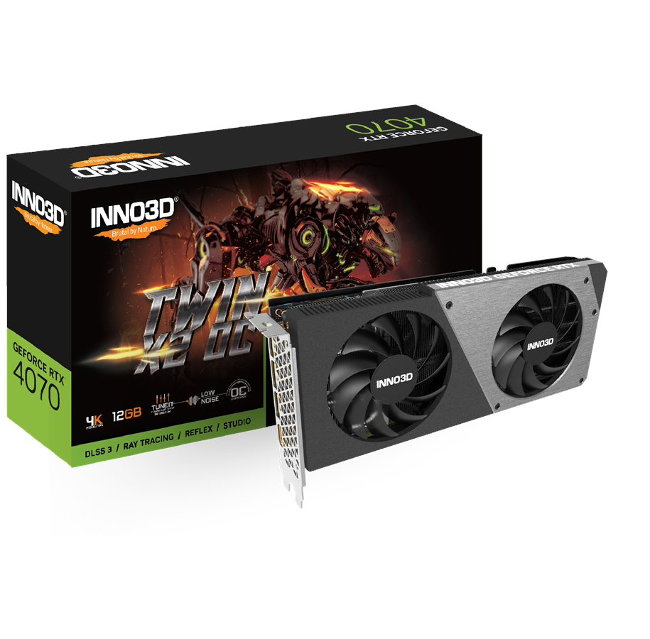 Grafikkort - Inno3D GeForce RTX 4070 X2 OC - 12GB GDDR6X RAM - Grafikkort - N40702-126XX-185252N