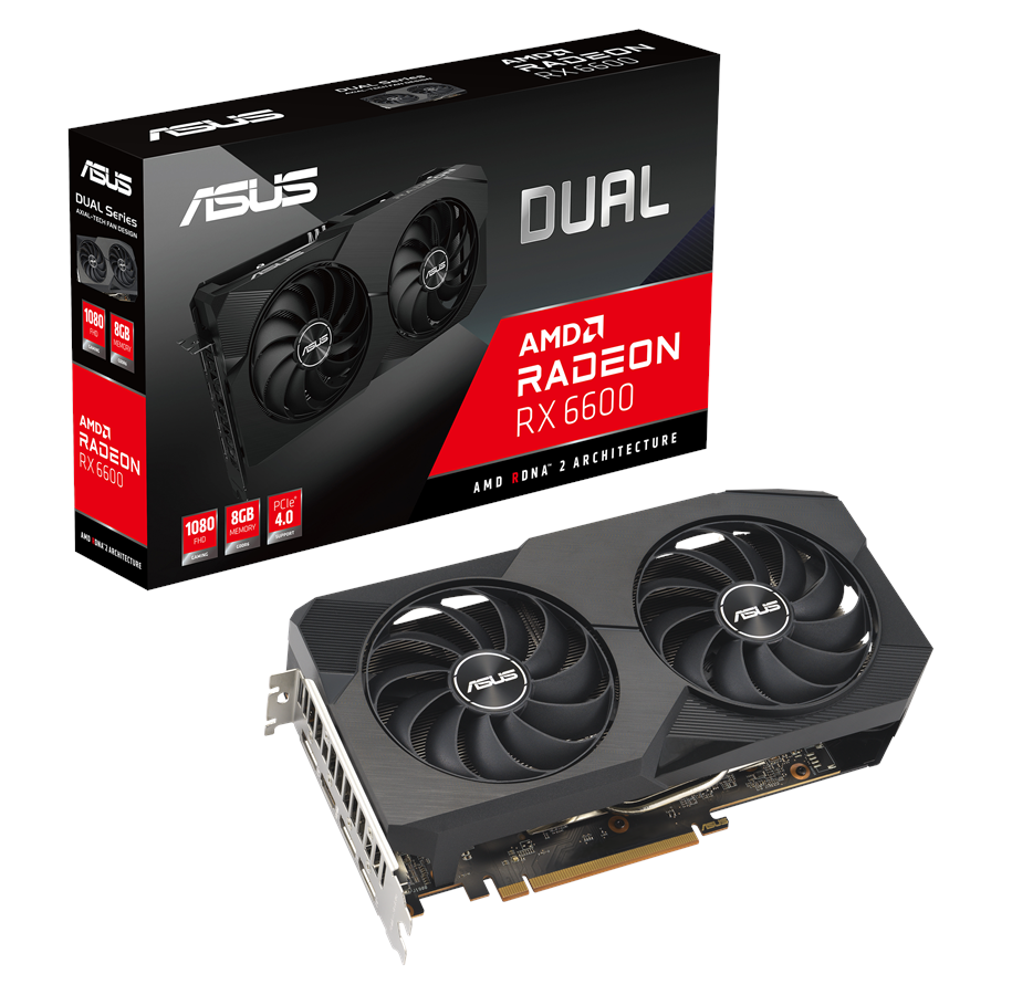 Grafikkort - ASUS Radeon RX 6600 DUAL V2 - 8GB GDDR6 RAM - Grafikkort - 90YV0GP2-M0NA00