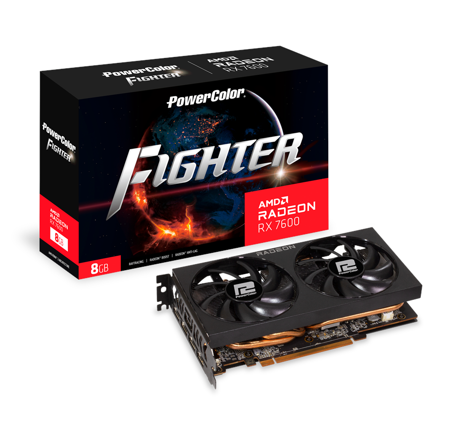 Grafikkort - PowerColor Radeon RX 7600 Fighter - 8GB GDDR6 RAM - Grafikkort - RX7600 8G-F