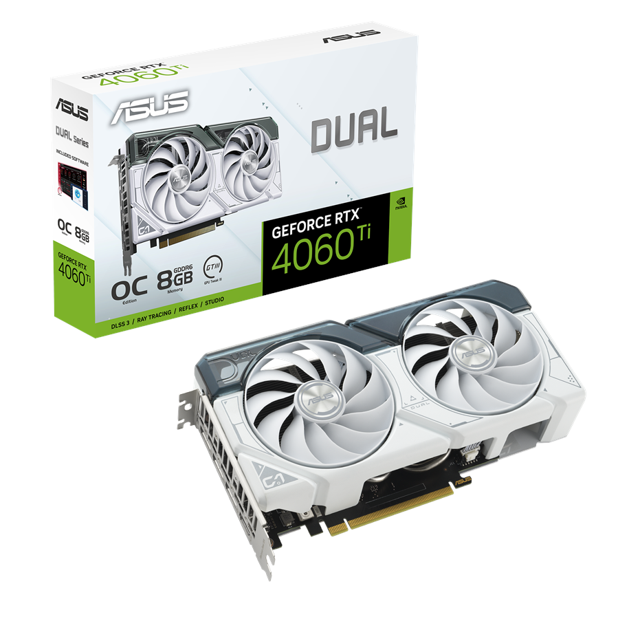 Grafikkort - ASUS GeForce RTX 4060 Ti DUAL OC White - 8GB GDDR6 RAM - Grafikkort - 90YV0J42-M0NA00