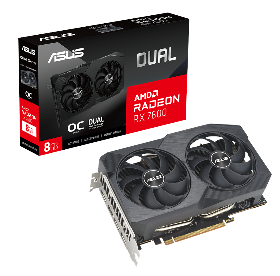 Grafikkort - ASUS Radeon RX 7600 DUAL OC V2 - 8GB GDDR6 RAM - Grafikkort - 90YV0IH2-M0NA00
