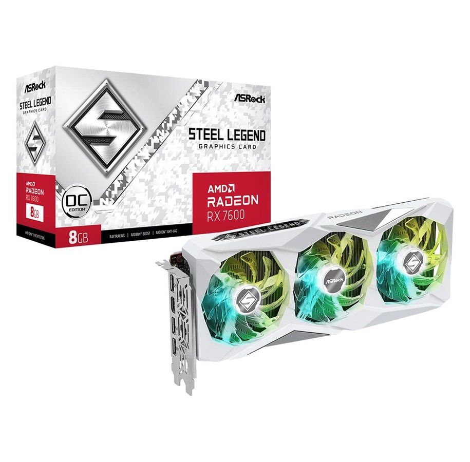 Grafikkort - ASRock Radeon RX 7600 Steel Legend - 8GB GDDR6 RAM - Grafikkort - 90-GA4DZZ-00UANF