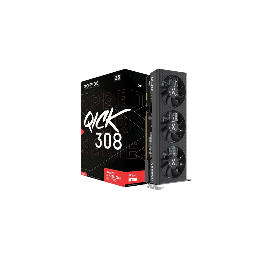 Grafikkort - XFX Radeon RX 7600 Speedster QICK 308 Black - 8GB GDDR6 RAM - Grafikkort - RX-76PQICKBY