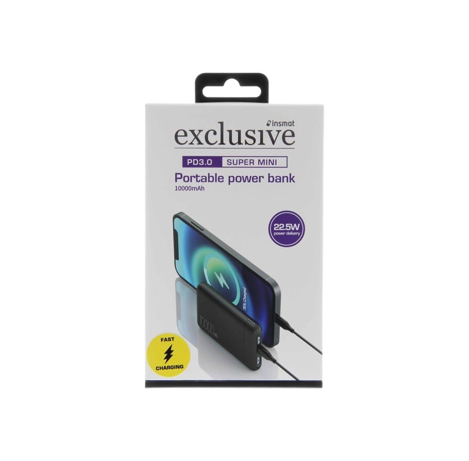 Powerbank - Insmat power bank - Li-pol - USB 24 pin USB-C - 22.5 Watt Powerbank - 10000 mAh - 860-3100