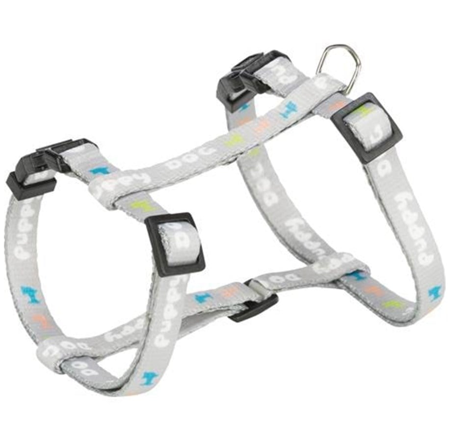 Hunde - Trixie Junior Puppy H-Harness with Lead M-L: 27-45cm/10mm 2m. light grey - TX15350