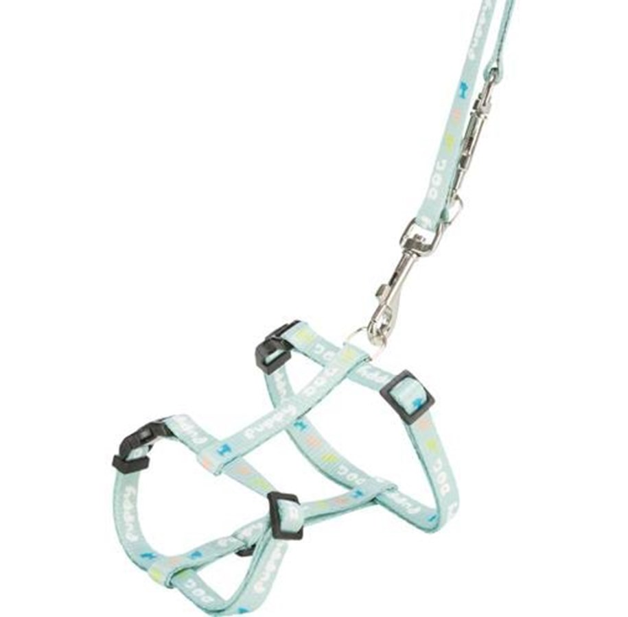 Hunde - Trixie Junior Puppy H-Harness with Lead M-L: 27-45cm/10mm 2m. mint - TX15355