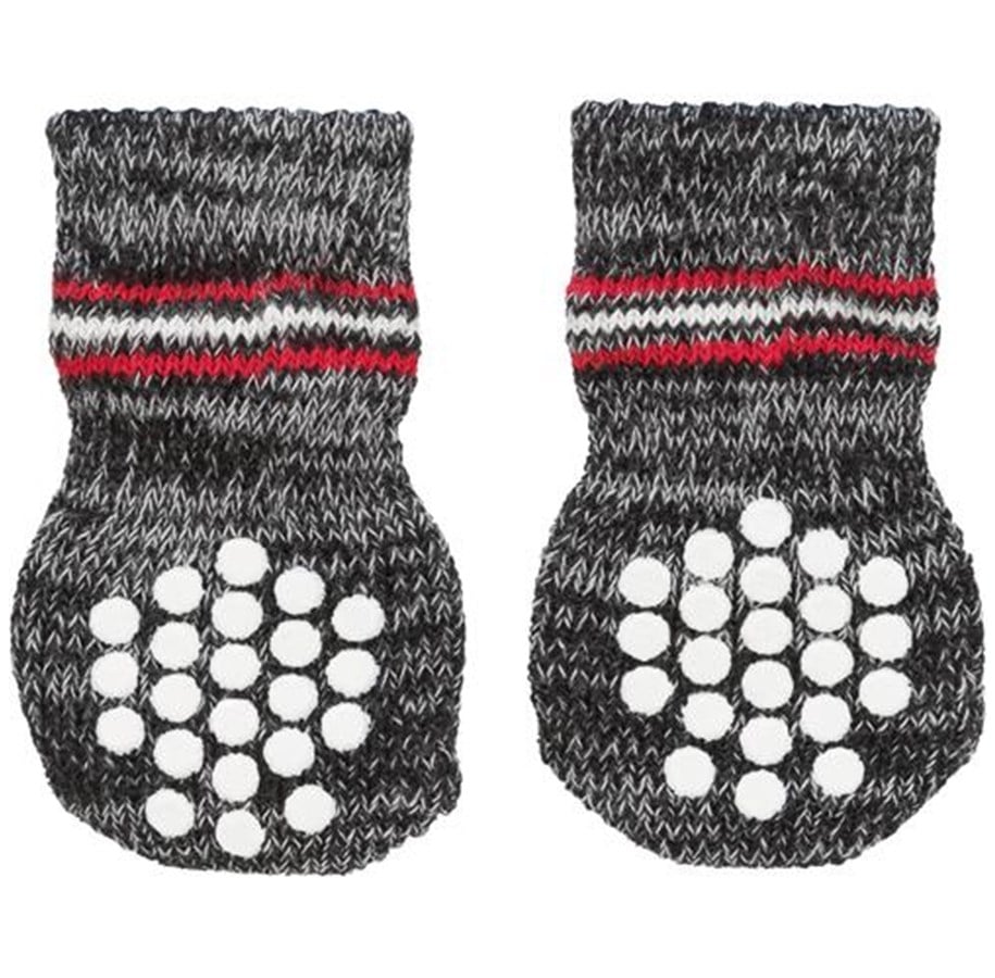 Hunde - Trixie Dog Socks Grey S-M (2 pcs.) non-slip - TX19502