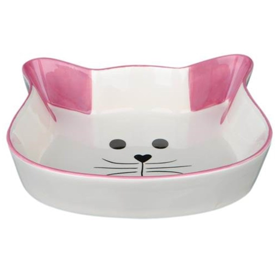 Katte - Trixie Ceramic Bowl cat face 0.25 l/12 cm assorted colours - TX24494