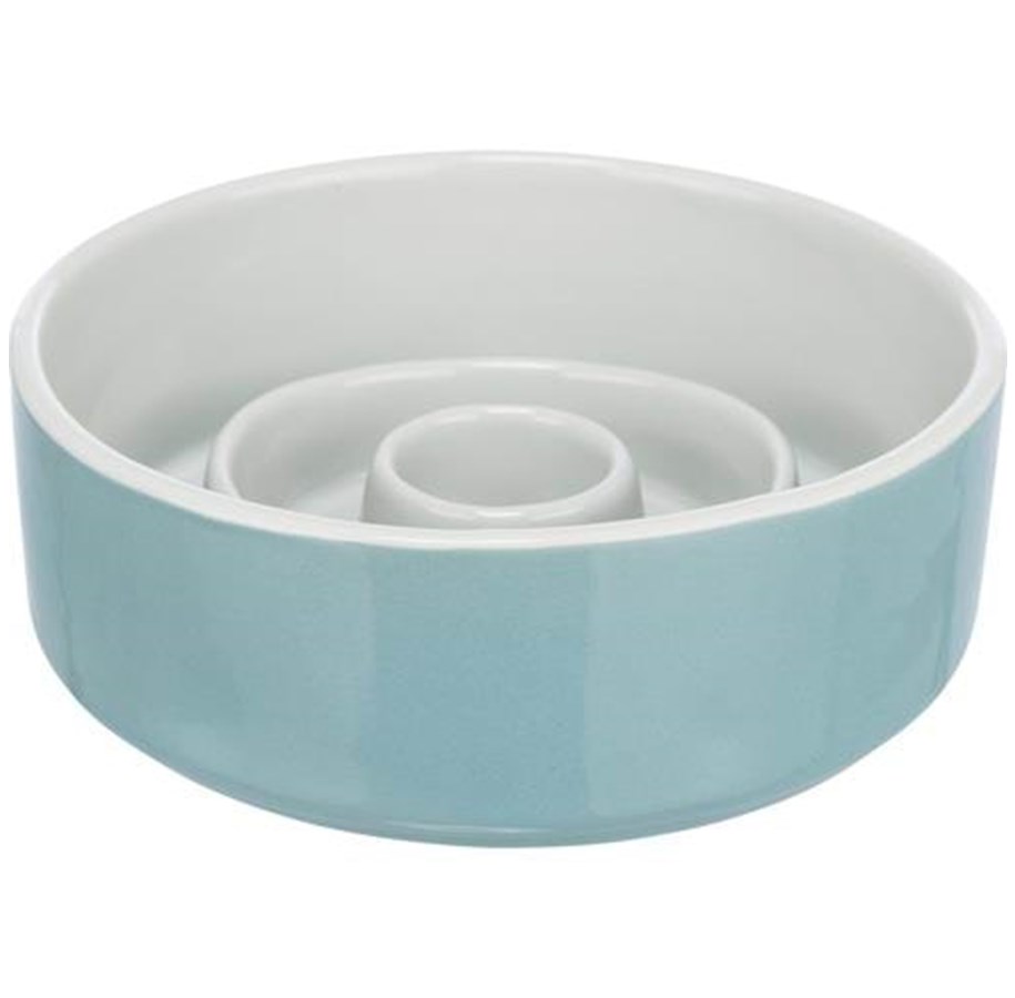 Hunde - Trixie Slow Feeding Ceramic Bowl 0.9 l/ø 17 cm grey/blue - TX24521