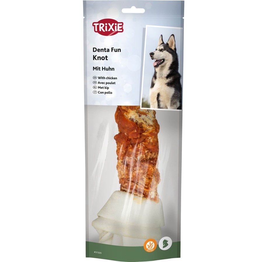Hunde - Trixie Denta Fun Kyllingomviklet Råhudsknude 25cm 220g - TX31320