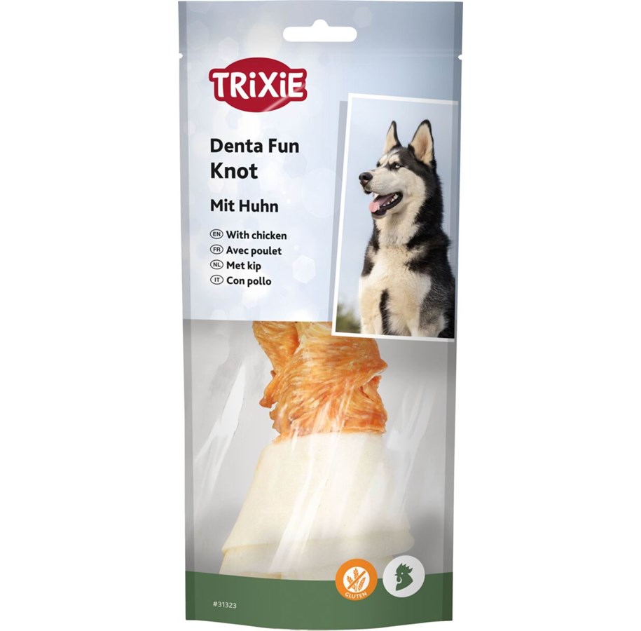 Hunde - Trixie Denta Fun Kyllingomviklet Råhudsknude 15cm 70g - TX31323