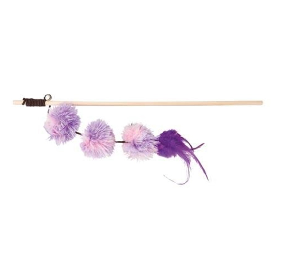 Katte - Trixie Playing Rod with Pompom Balls 40 cm assorted colours - TX45698
