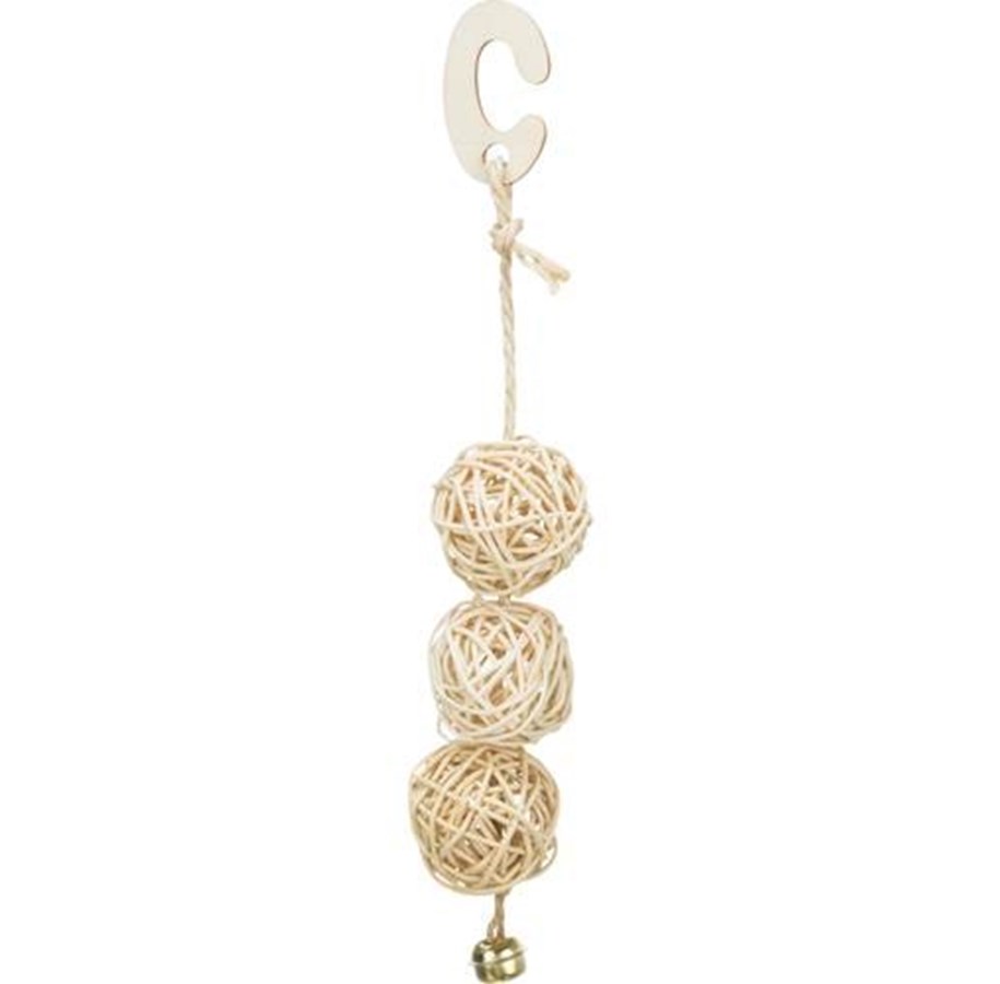 Fuglelegetøj - Trixie 3 Rattan balls with bell 24 cm - TX51693