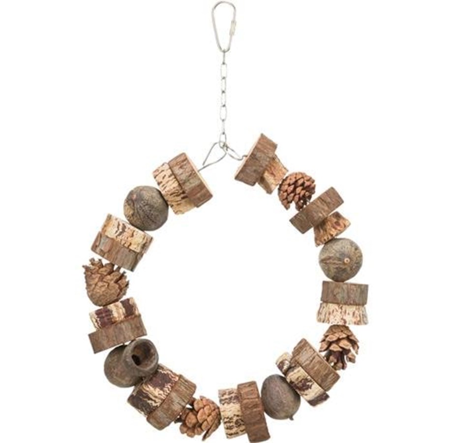 Fuglelegetøj - Trixie Ring swing wood/pine cone ø 18 cm - TX51701