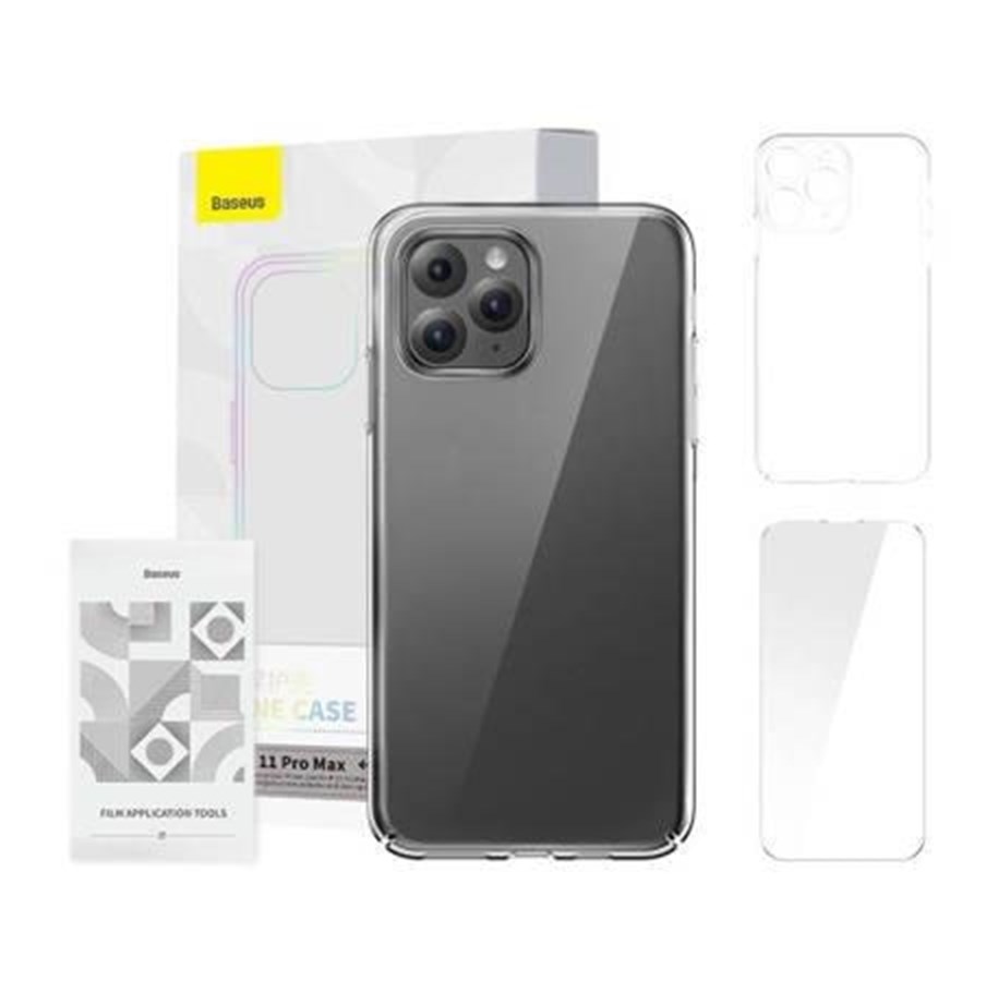 Mobil - Covers & Cases - Baseus Crystal Series for iPhone 11 pro max (clear) + tempered glass + cleaning kit - ARSJ000202