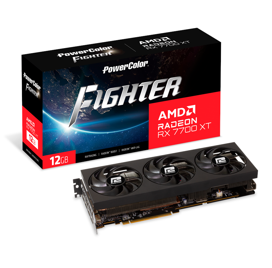 Grafikkort - PowerColor Radeon RX 7700 XT Fighter OC - 12GB GDDR6 RAM - Grafikkort - RX7700XT 12G-F/OC