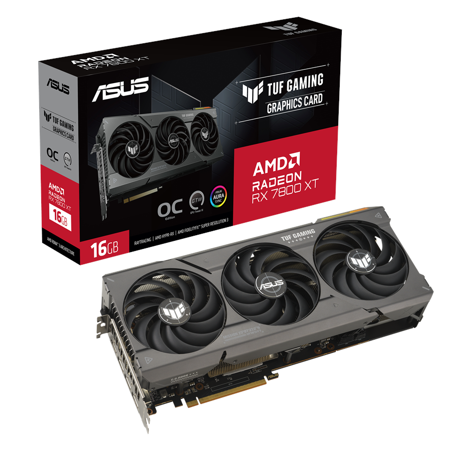 Grafikkort - ASUS Radeon RX 7800 XT TUF OC - 16GB GDDR6 RAM - Grafikkort - 90YV0JJ0-M0NA00