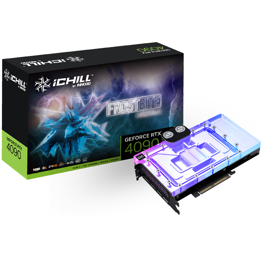 Grafikkort - Inno3D GeForce RTX 4090 iCHILL Frostbite Ultra - 24GB GDDR6X RAM - Grafikkort - C4090-246XX-1833FBU