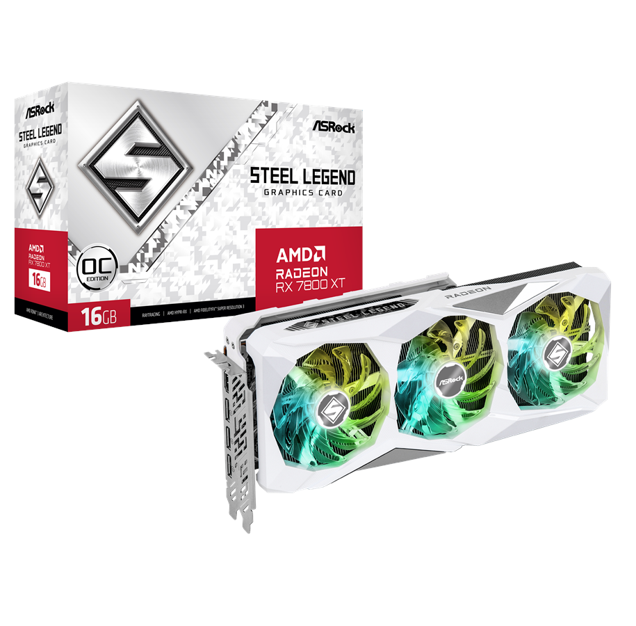 Grafikkort - ASRock Radeon RX 7800 XT Steel Legend - 16GB GDDR6 RAM - Grafikkort - 90-GA4RZZ-00UANF
