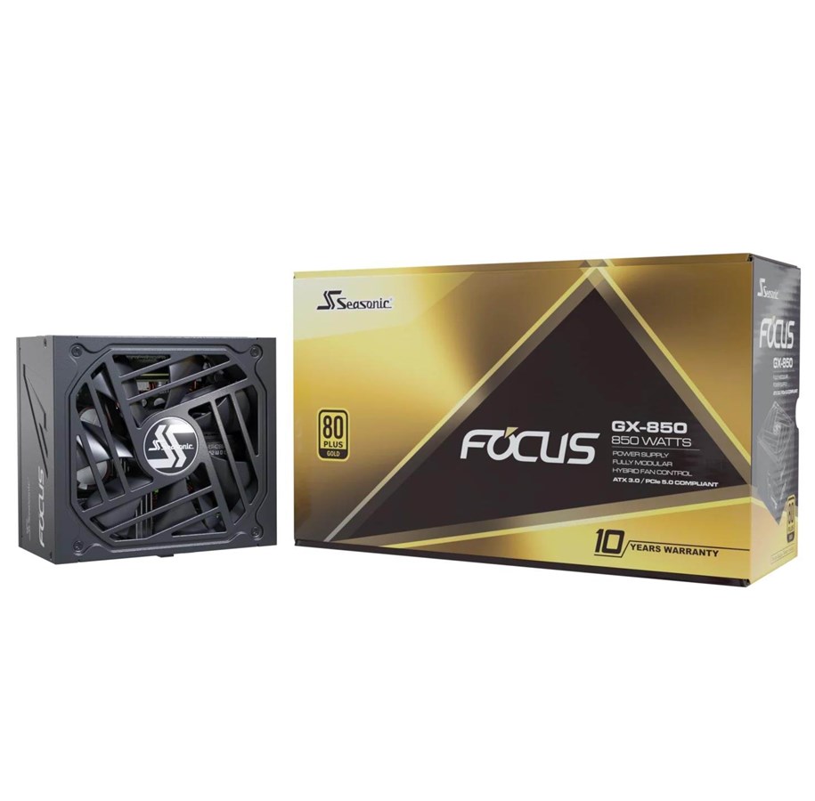 Strømforsyning - Seasonic Focus GX 850 Strømforsyning - 850 Watt - 135 mm - ATX 3.1 - 80 Plus Gold certified - FOCUS-GX-850-ATX30