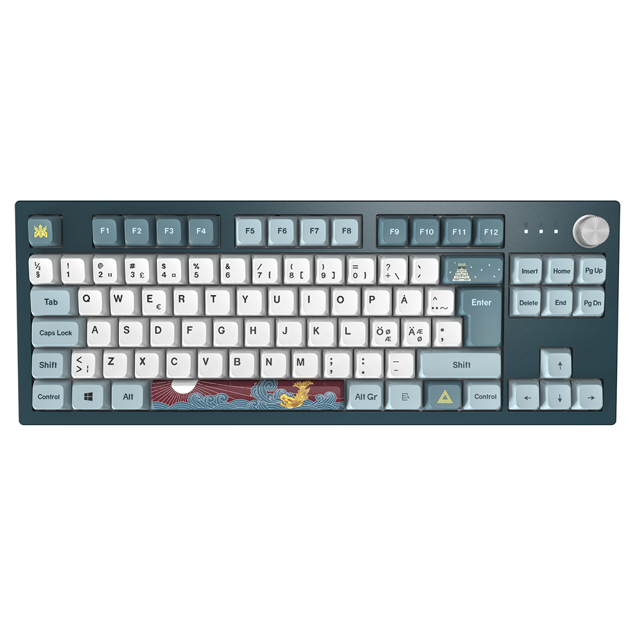 Tastatur - Montech MKey TKL Freedom - Gateron G Pro 2.0 Yellow - Gaming Tastatur - Uden Numpad - Nordisk - Blå - MK87FY-Nor
