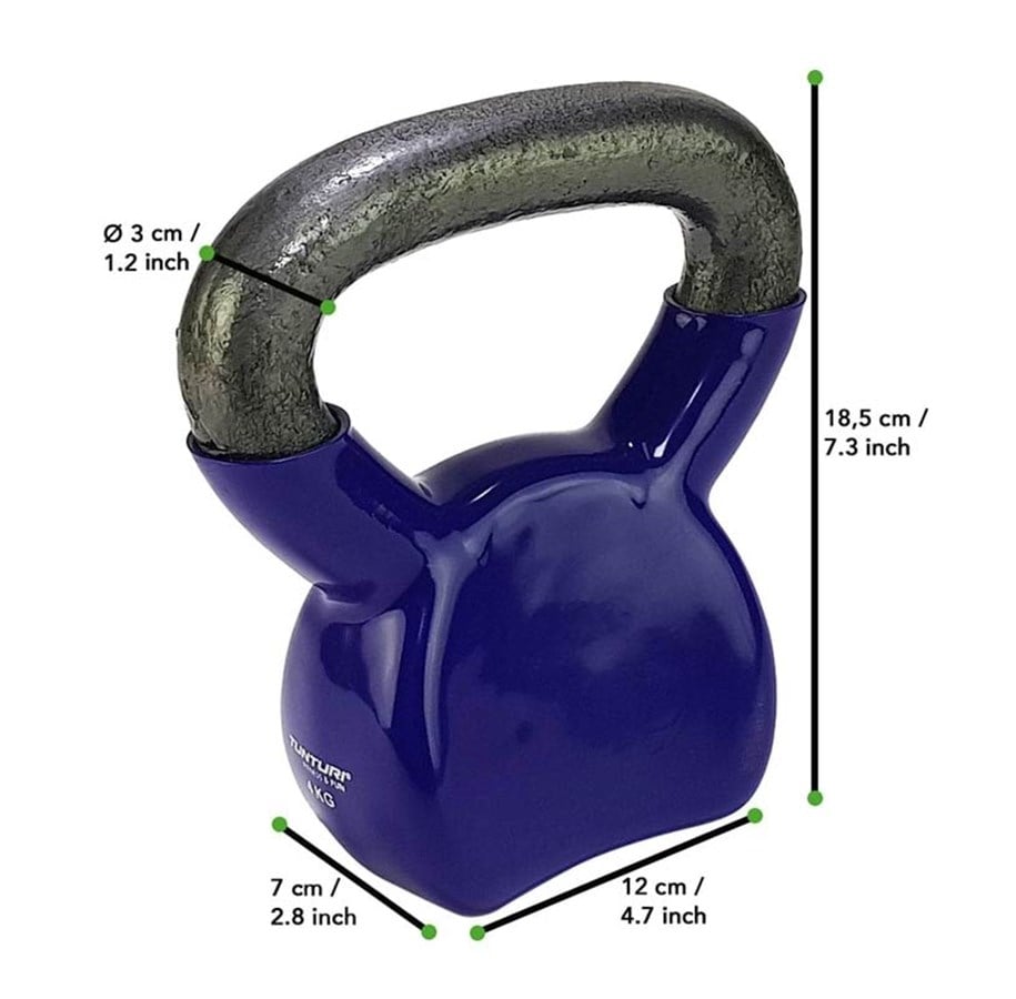 Sport & Fitness - Tunturi Vinyl Kettlebell 4 kg. - 14TUSCL345LILLAONE SIZE