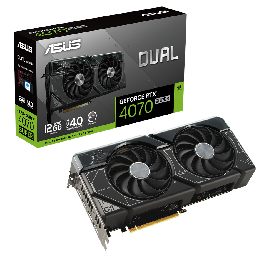 Grafikkort - ASUS GeForce RTX 4070 SUPER DUAL - 12GB GDDR6X RAM - Grafikkort - 90YV0K83-M0NA00