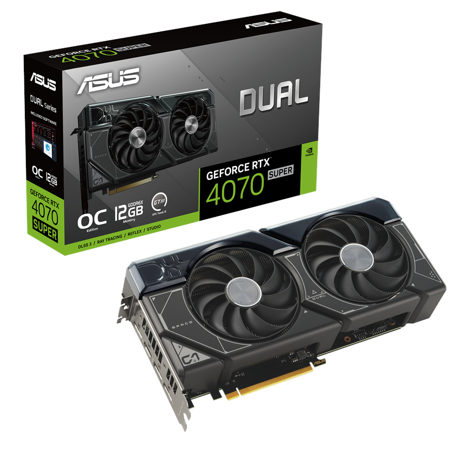 Grafikkort - ASUS GeForce RTX 4070 SUPER DUAL OC - 12GB GDDR6X RAM - Grafikkort - 90YV0K82-M0NA00
