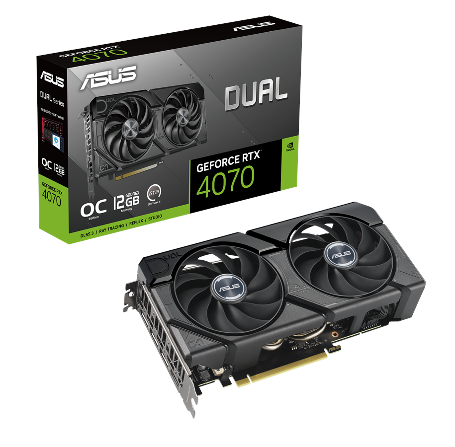 Grafikkort - ASUS GeForce RTX 4070 DUAL EVO OC - 12GB GDDR6X RAM - Grafikkort - 90YV0J15-M0NA00