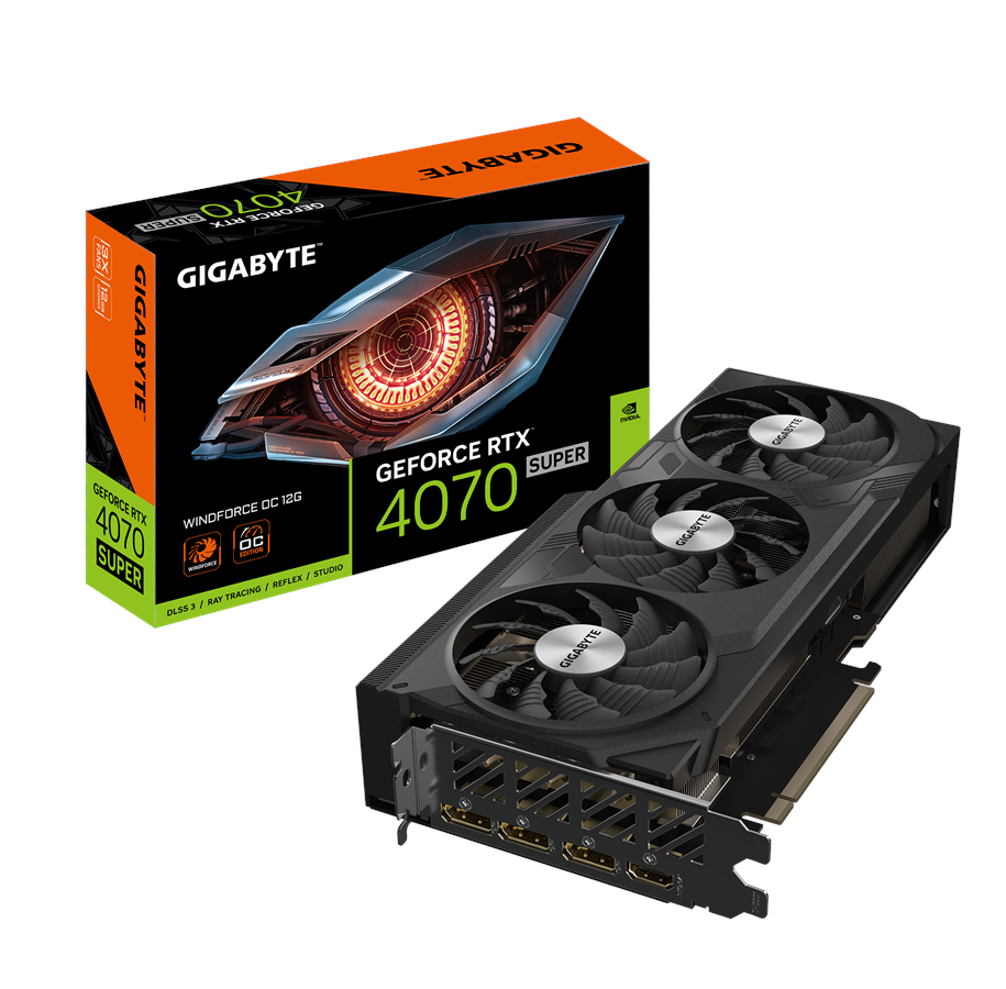 Grafikkort - GIGABYTE GeForce RTX 4070 SUPER WindForce 3 OC - 12GB GDDR6X RAM - Grafikkort - GV-N407SWF3OC-12GD