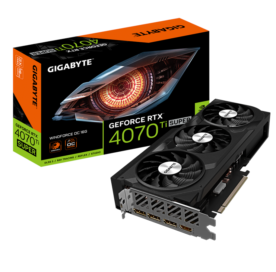 Grafikkort - GIGABYTE GeForce RTX 4070 Ti SUPER WindForce 3 OC - 16GB GDDR6X RAM - Grafikkort - GV-N407TSWF3OC-16GD