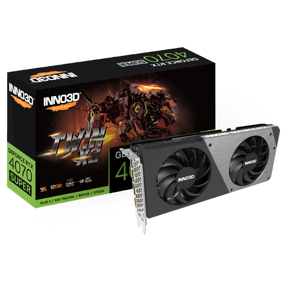 Grafikkort - Inno3D GeForce RTX 4070 SUPER Twin X2 - 12GB GDDR6X RAM - Grafikkort - N407S2-126X-186162N