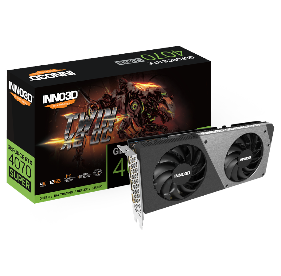 Grafikkort - Inno3D GeForce RTX 4070 SUPER Twin X2 OC - 12GB GDDR6X RAM - Grafikkort - N407S2-126XX-186162N