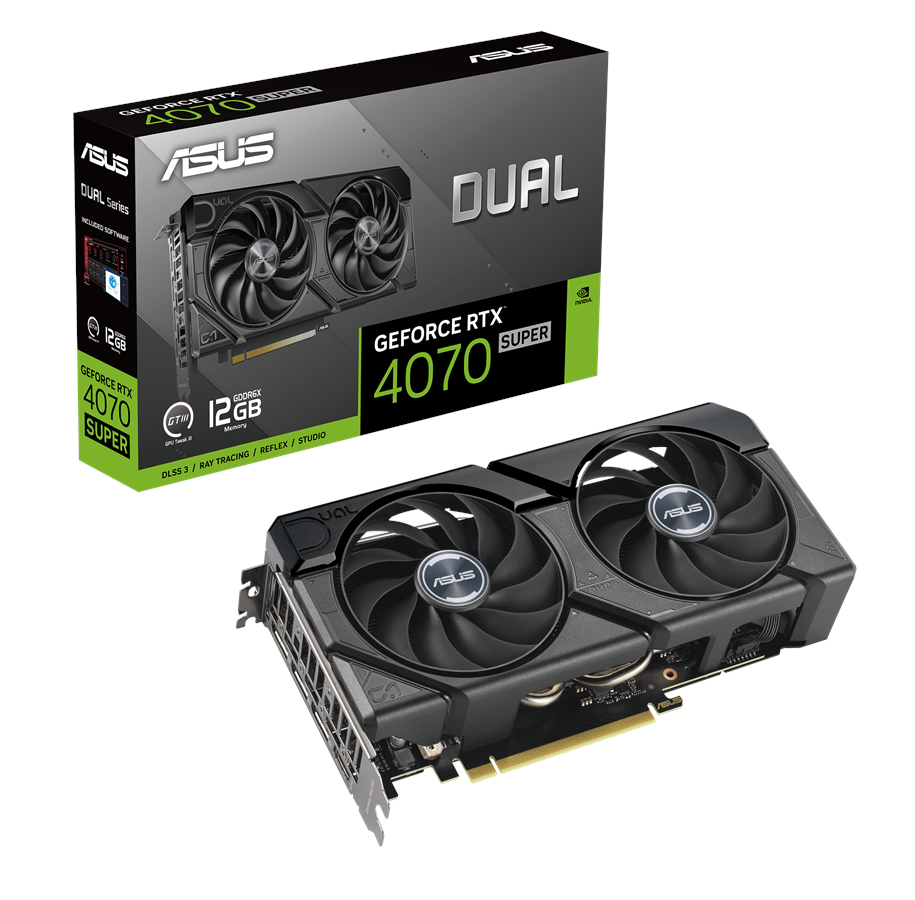 Grafikkort - ASUS GeForce RTX 4070 SUPER DUAL EVO - 12GB GDDR6X RAM - Grafikkort - 90YV0KC1-M0NA00
