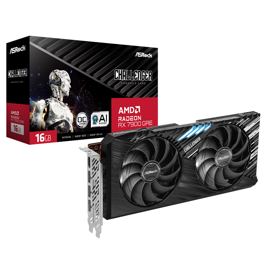 Grafikkort - ASRock Radeon RX 7900 GRE Challenger OC - 16GB GDDR6 RAM - Grafikkort - 90-GA52ZZ-00UANF