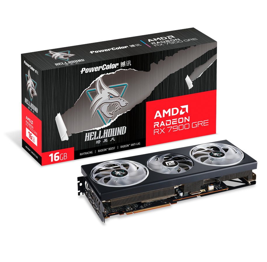 Grafikkort - PowerColor Radeon RX 7900 GRE Hellhound OC - 16GB GDDR6 RAM - Grafikkort - RX7900GRE 16G-L/OC