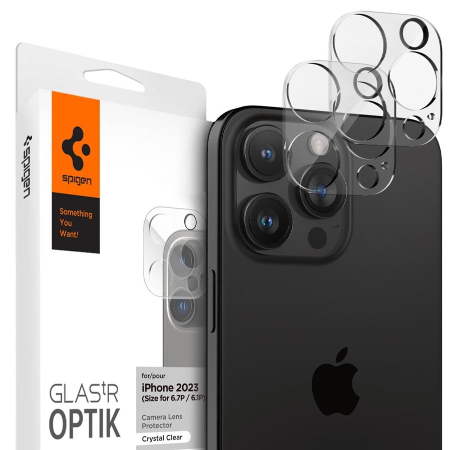Mobil - Andet Tilbehør - Spigen Glass tR Optik 2 Pack - crystal clear - iPhone 16/15/14 Pro / 16/15/14 Pro Max - AGL05761