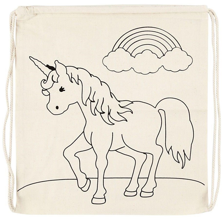 Kreativt Legetøj - Creativ Company Color your own Cotton Gym Bag Unicorn - 499652
