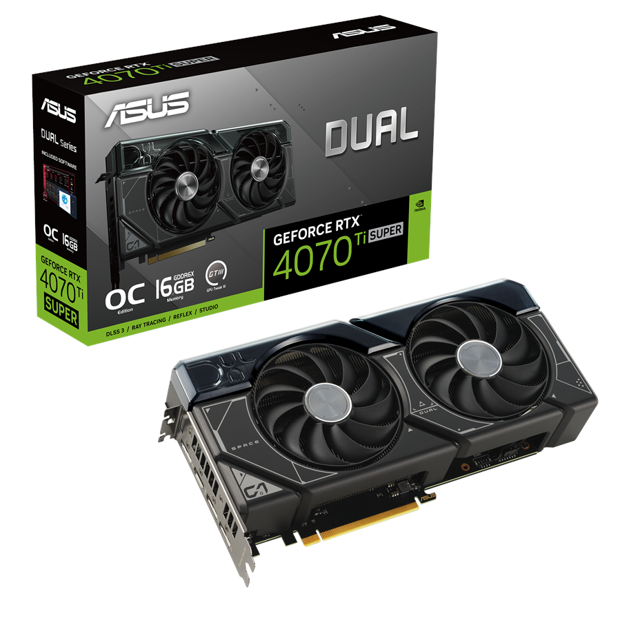Grafikkort - ASUS GeForce RTX 4070 Ti SUPER DUAL OC - 16GB GDDR6X RAM - Grafikkort - 90YV0KF3-M0NA00