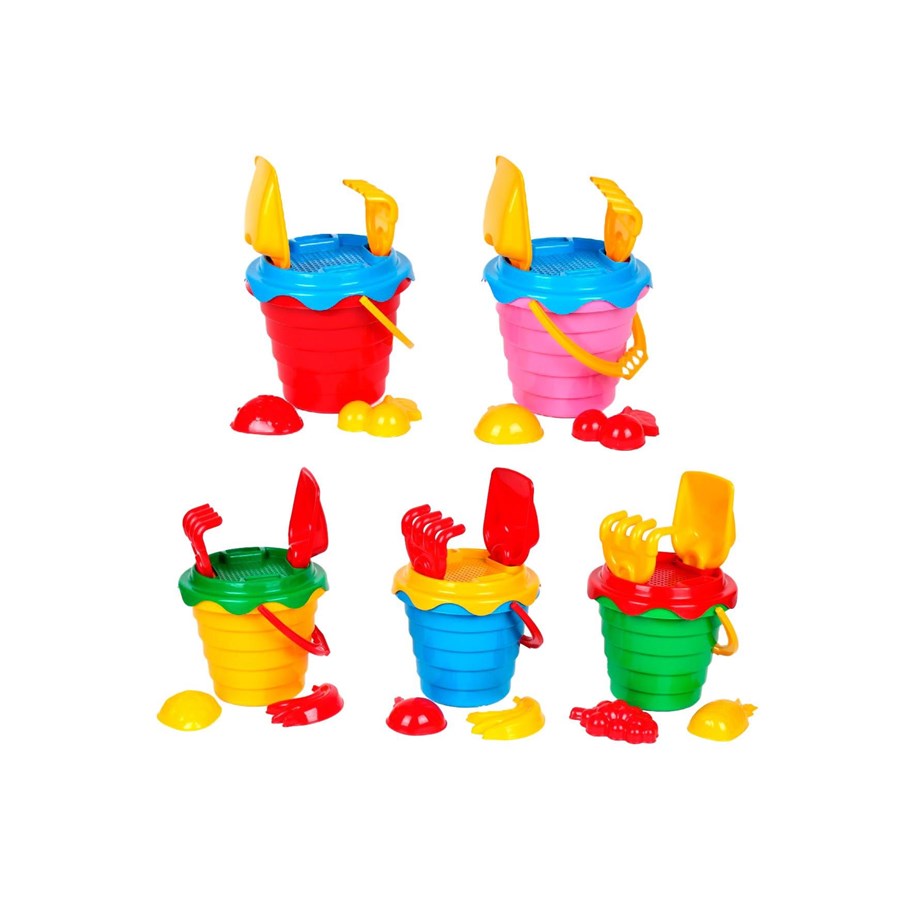 Vandleg - Happy Summer Strandspand Sæt med 6 Dele 15,5x17x23 cm - 5 varianter - 303001