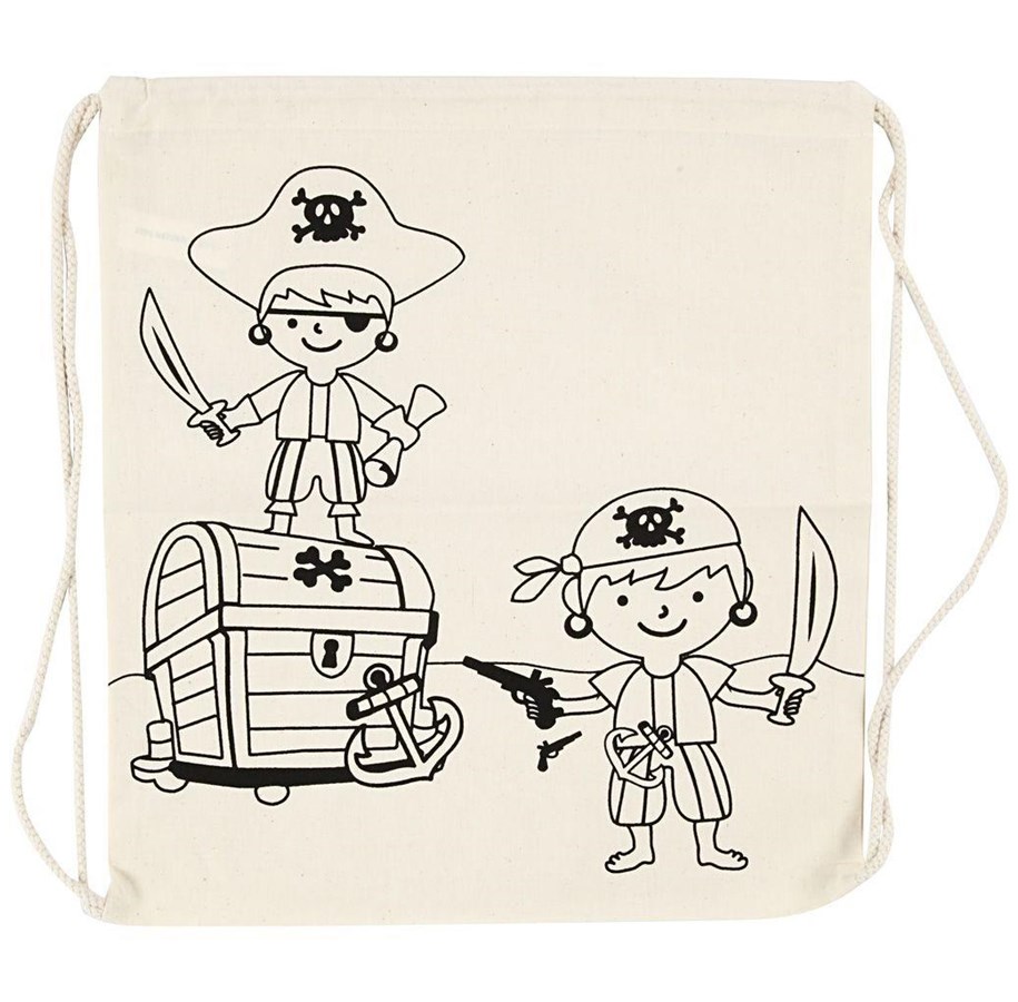 Kreativt Legetøj - Creativ Company Color your own Cotton Gym Bag Pirates - 499651